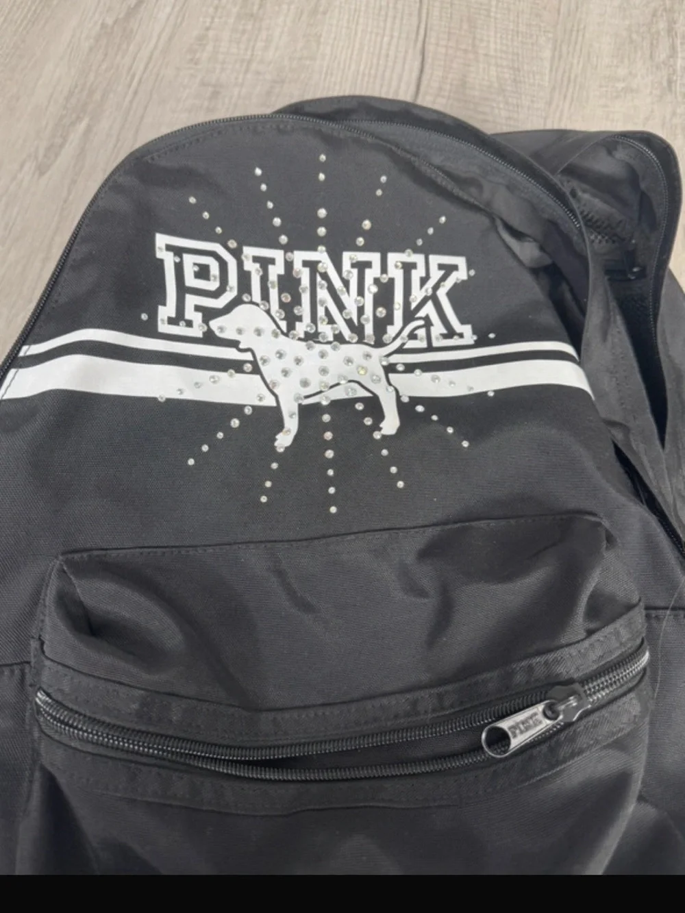 PINK Victoria's Secret Black Backpack with White Logo